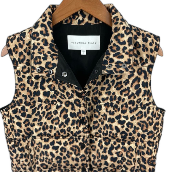 Veronica Beard Leopard Print Snap Button Front Cushing Puffer Vest Size Small - Picture 15 of 16
